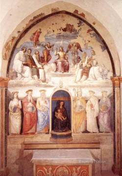 Pietro Perugino Painting - Trinity and Six Saints 1521 Renaissance Pietro Perugino